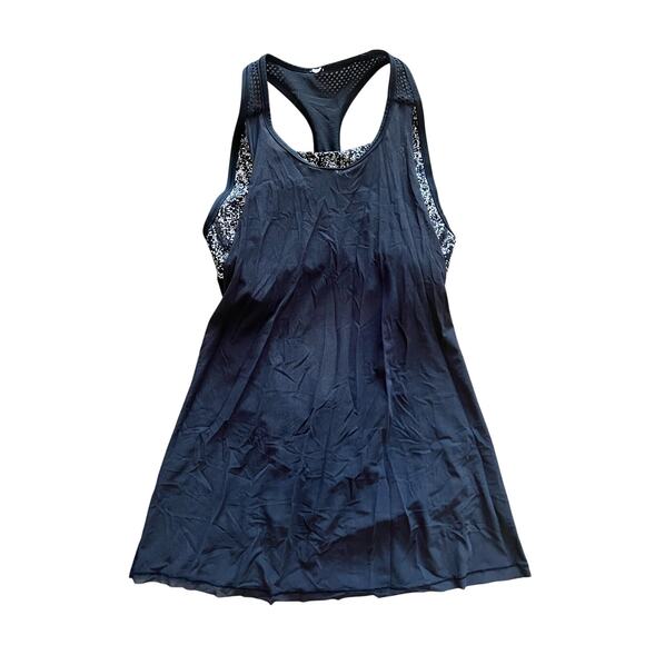 Lululemon Fit Physique Tank black White Women’s 4 Yoga Workout Gym Mesh Layered - Picture 1 of 5